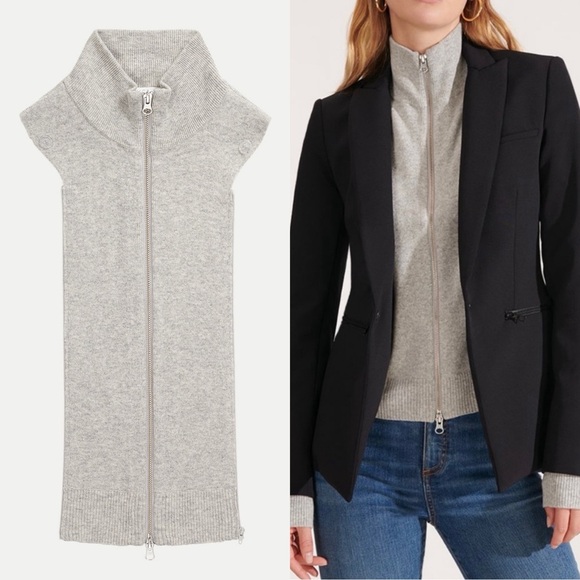 VERONICA BEARD Uptown Cashmere Ribbed Knit Dickey Gray One Size - Picture 1 of 7